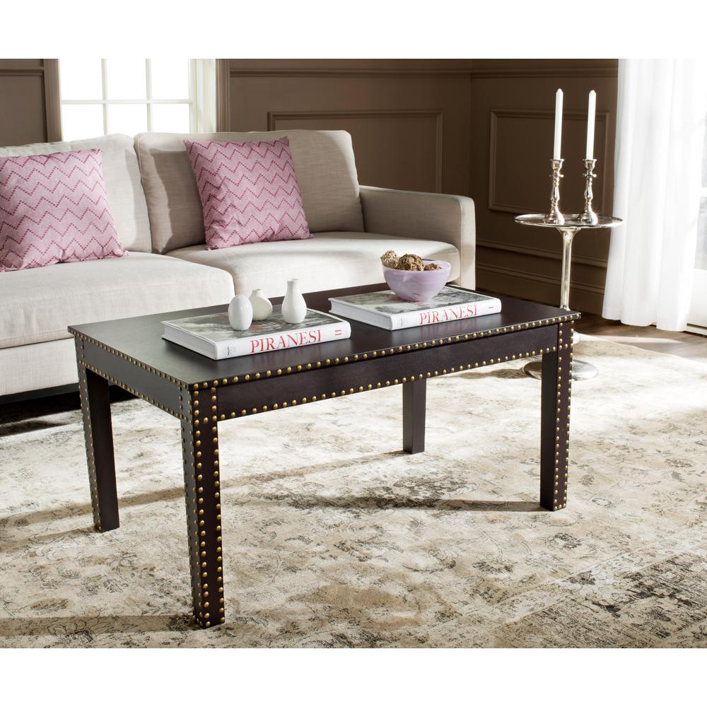 Safavieh Mansel Light Oak/Black Retro Mid Century Round Coffee Table