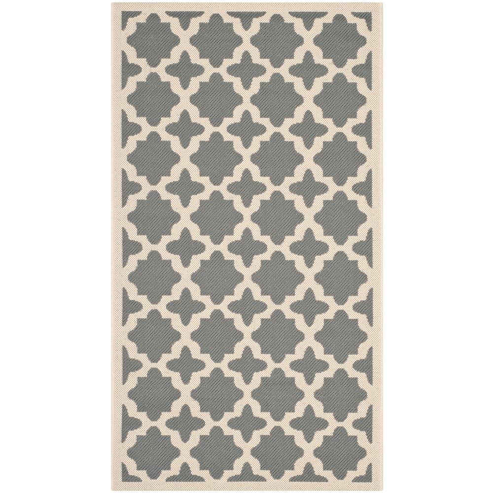 Safavieh Courtyard Anthracite Beige 3 Ft X 5 Indoor Outdoor Area Rug