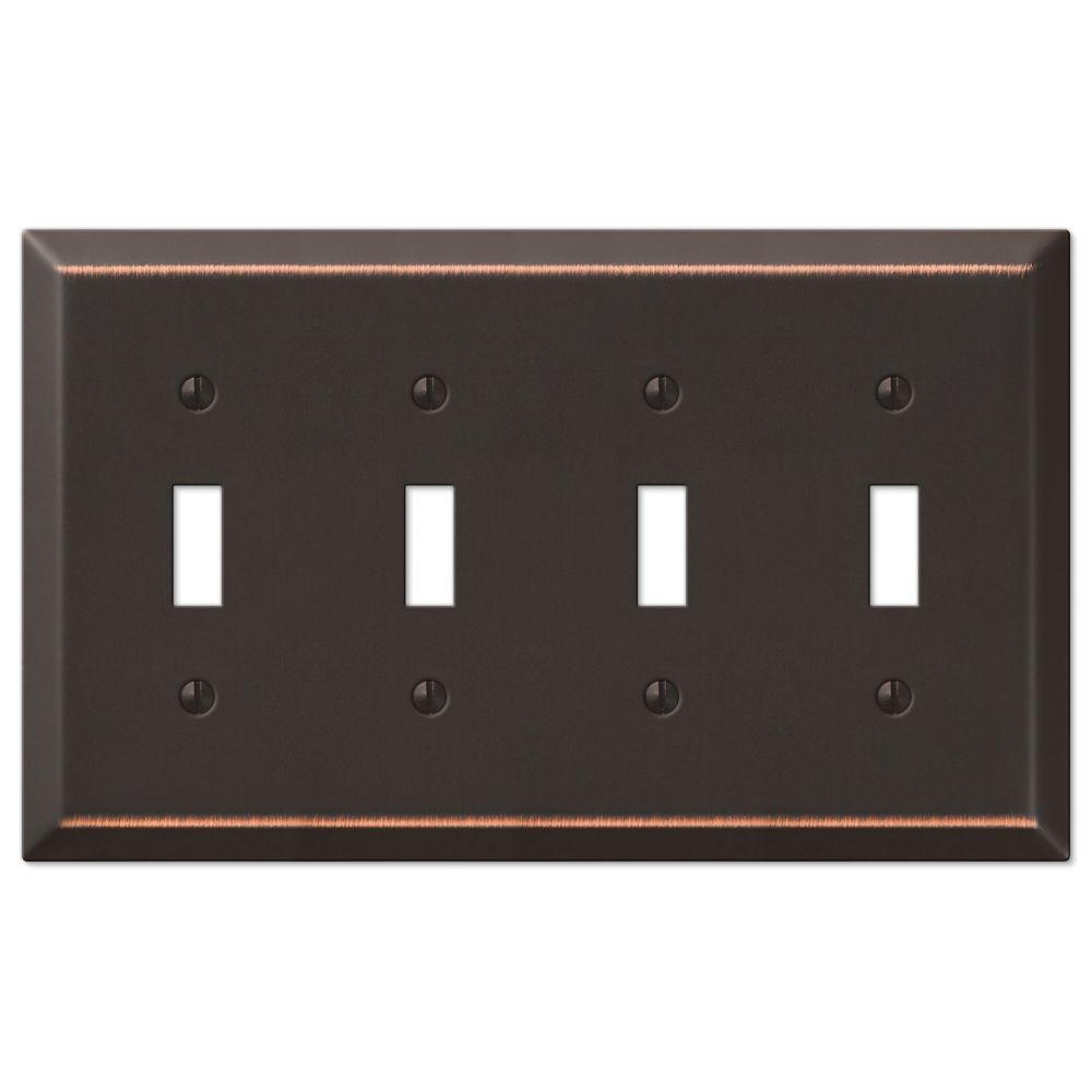 Amerelle 163T4DB Traditional Steel Wallplate with 4 Toggle Fr Aged Bronze New