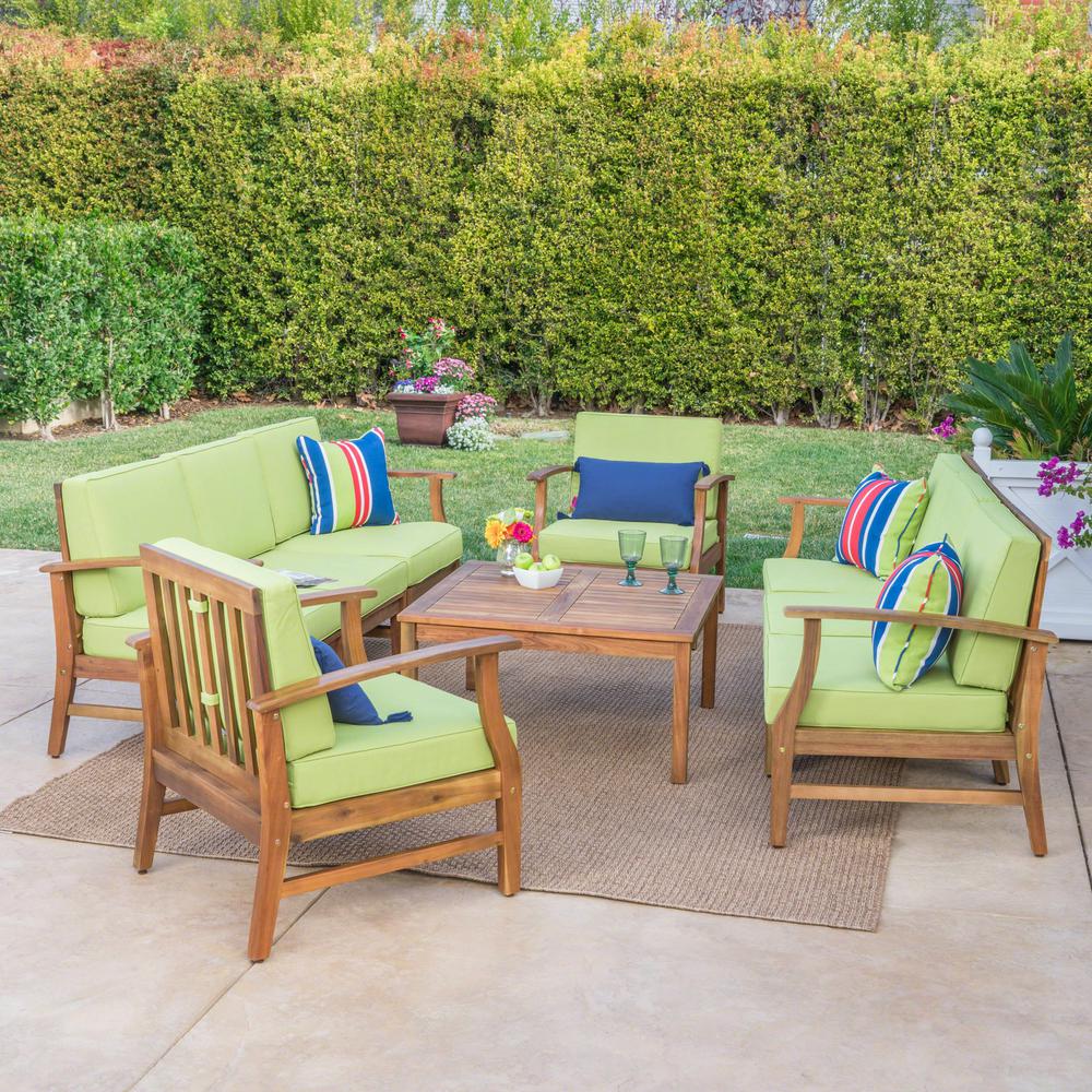 Noble House Perla Teak Finish 9 Piece Wood Outdoor Sofa With Green Cushions 39723 The Home Depot - Perla Outdoor Acacia Wood Square Coffee Table By Christopher Knight Home Noble House Perla Teak Finish 9 Piece Wood Outdoor Sofa With Green Cushions 39723 The Home Depot - Perla Outdoor Acacia Wood Square Coffee Table By Christopher Knight Home