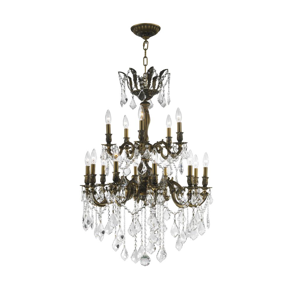 Worldwide Lighting Versailles 15 Light Antique Bronze Chandelier With Clear Crystal Worldwide Lighting Versailles 15 Light Antique Bronze Chandelier With Clear Crystal
