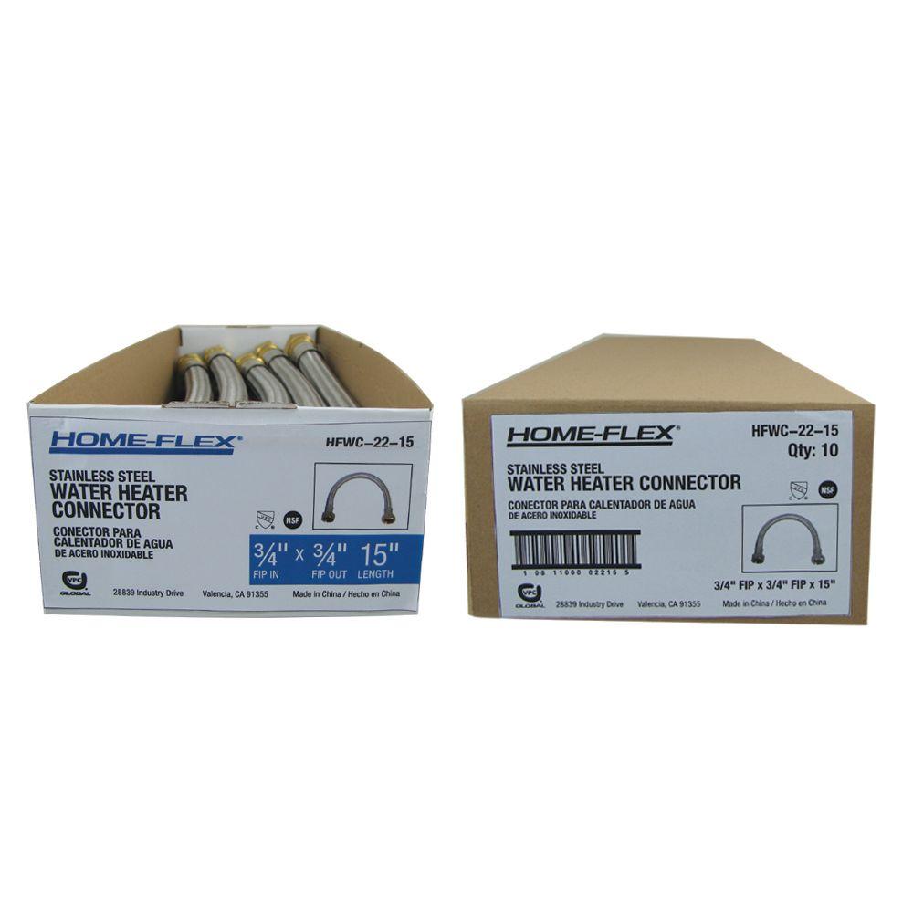 HOMEFLEX 3/4 in. FIP x 3/4 in. FIP x 15 in. Braided Stainless Steel