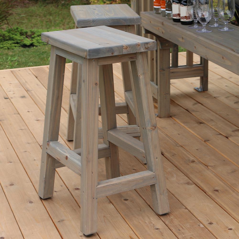 Yardistry Madison 29 In Saddle Wood Outdoor Bar Stool 2 Pack Yp11790 The Home Depot