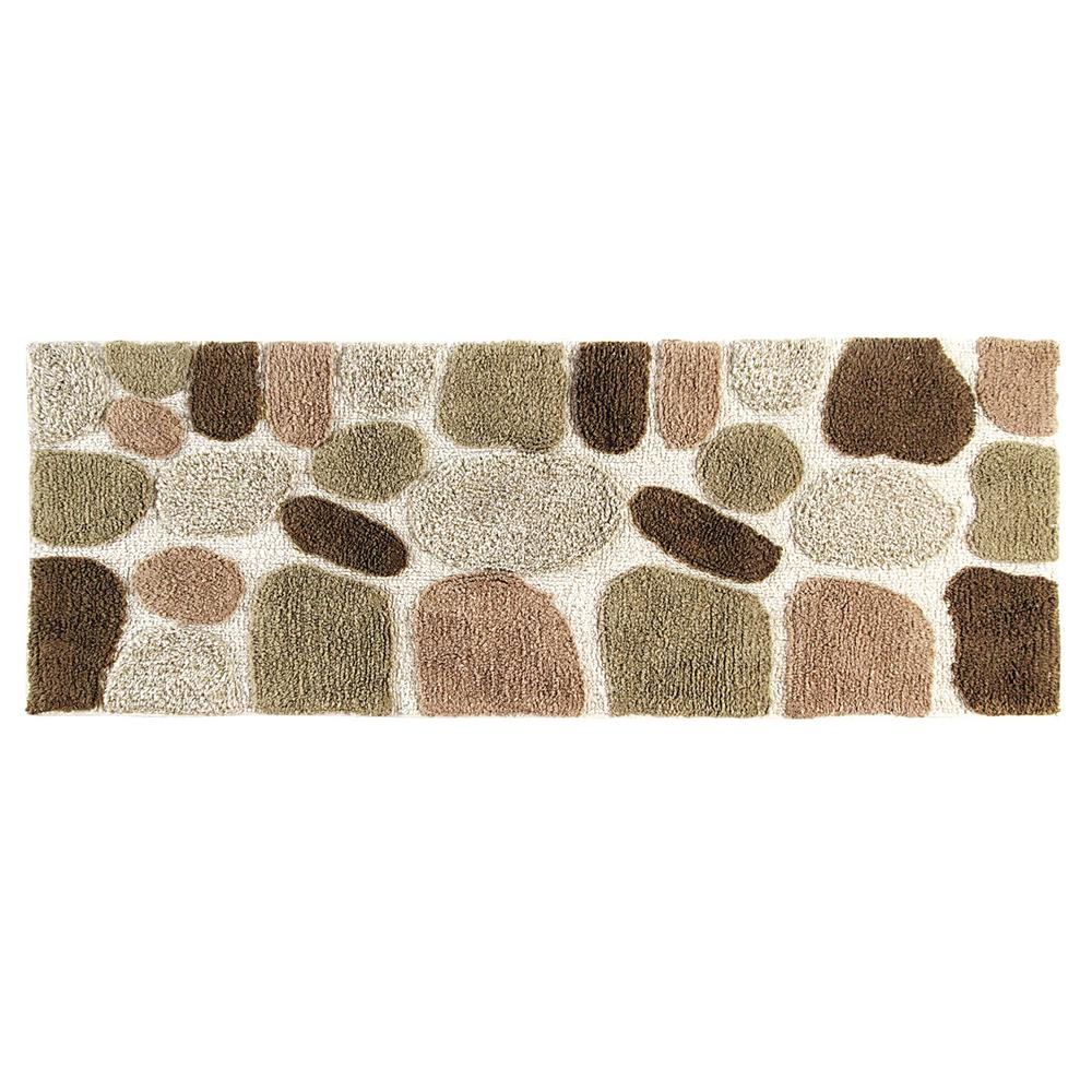 Cotton Machine Washable Bath Rugs Mats The Home Depot Pebbles Bath Rug Runner In Khaki