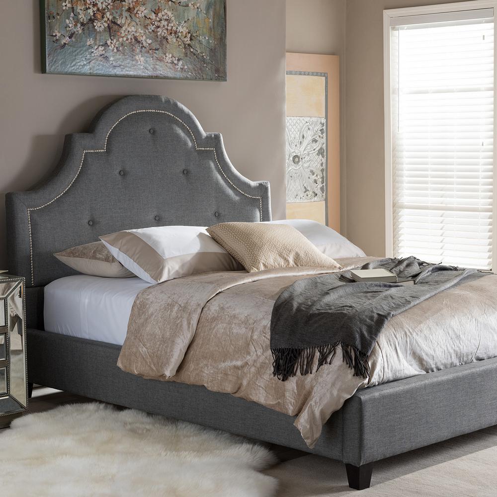 Baxton Studio Colchester Transitional Gray Fabric Upholstered King Colchester Transitional Gray Fabric Upholstered King Size Bed