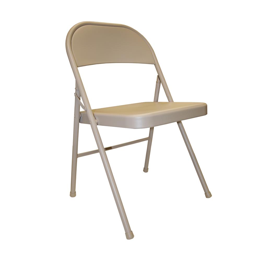 Tan Metal Stackable Folding Chair 1616 The Home Depot