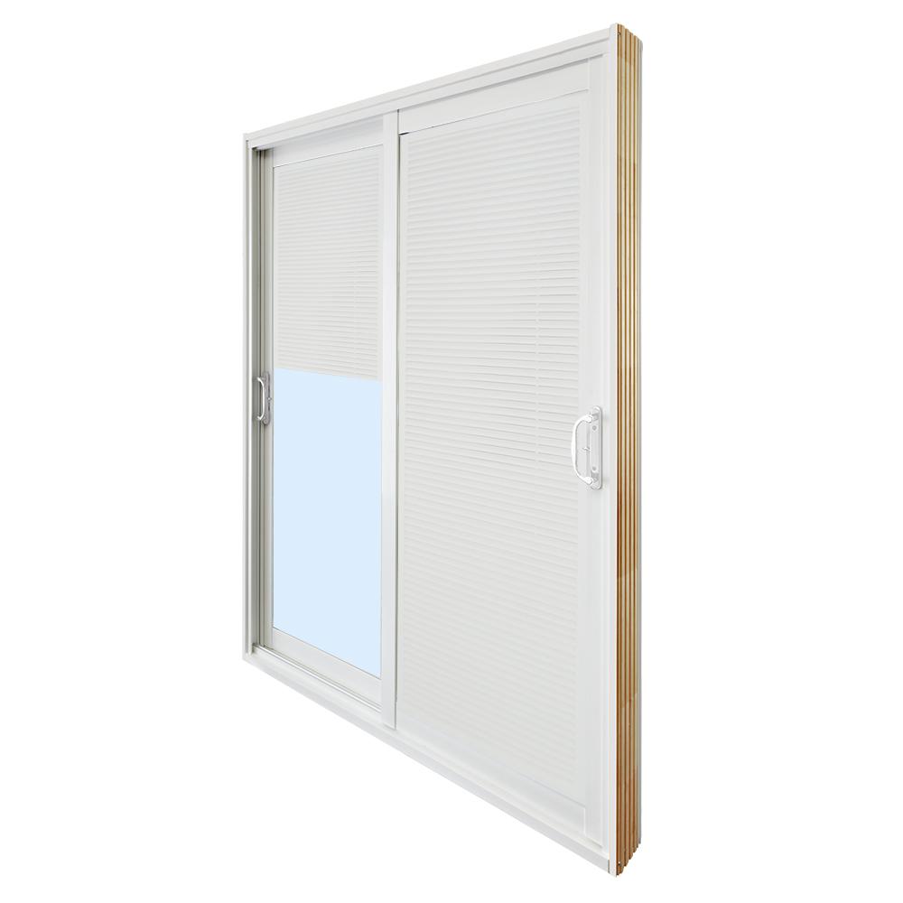 Stanley Doors 60 In X 80 In Double Sliding Patio Door With Internal Mini Blinds