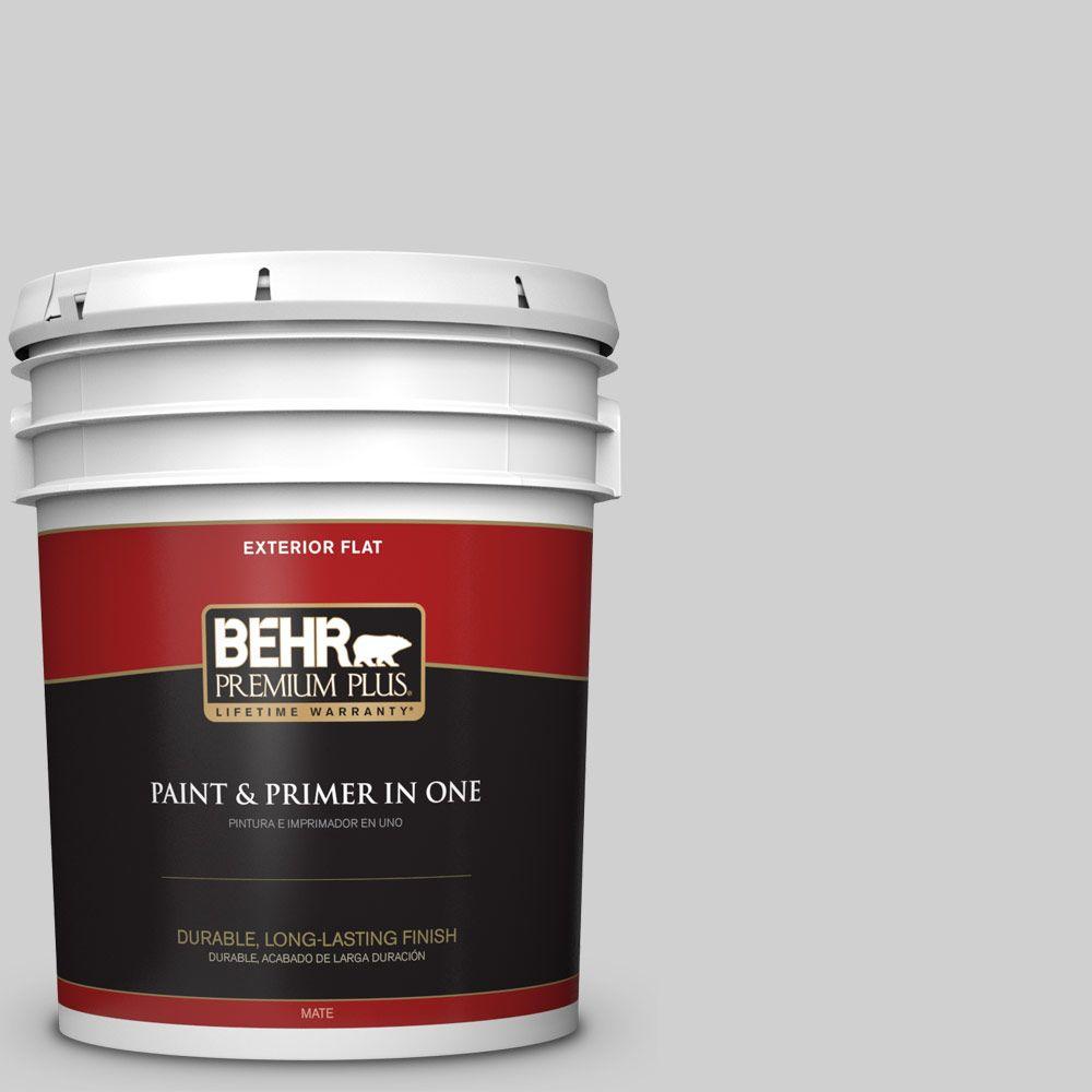 BEHR Premium Plus 5 gal. N5201 White Metal Flat Exterior Paint and