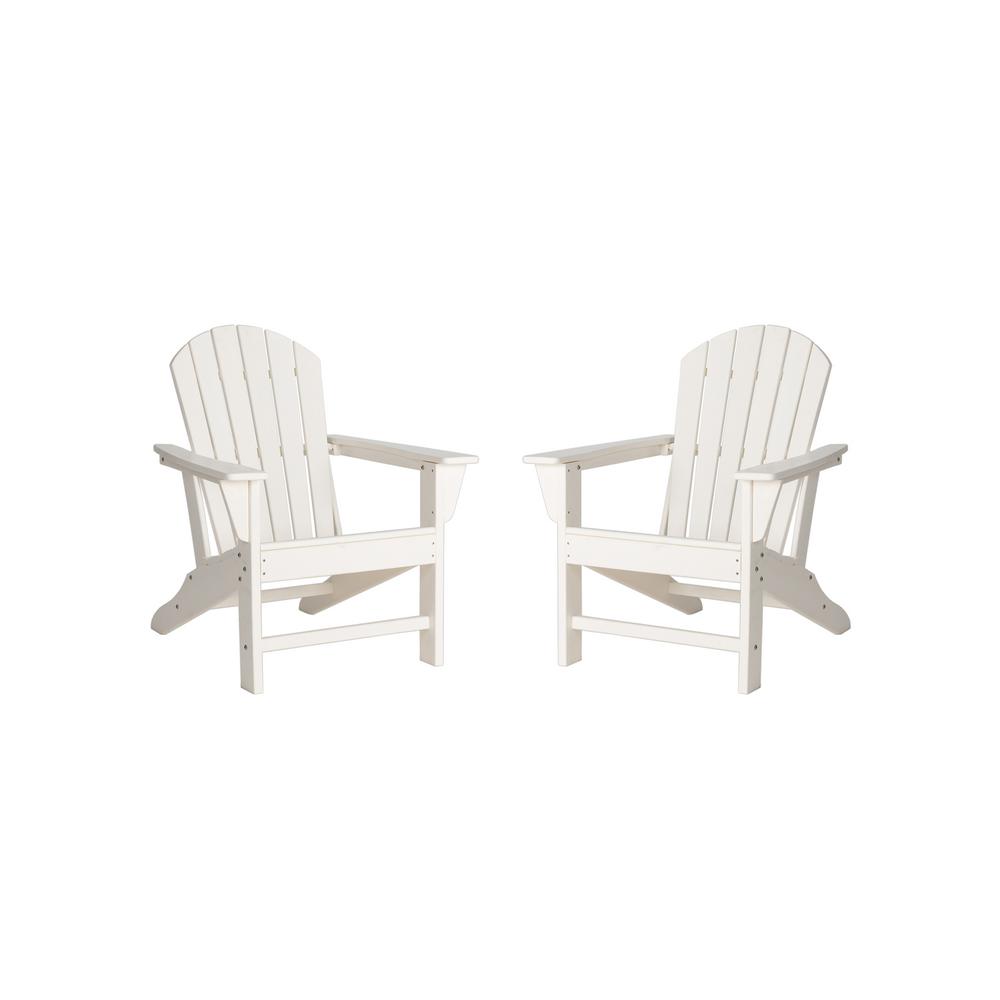 Glitzhome White HDPE Plastic Adirondack Chairs (2Pack)2022200007