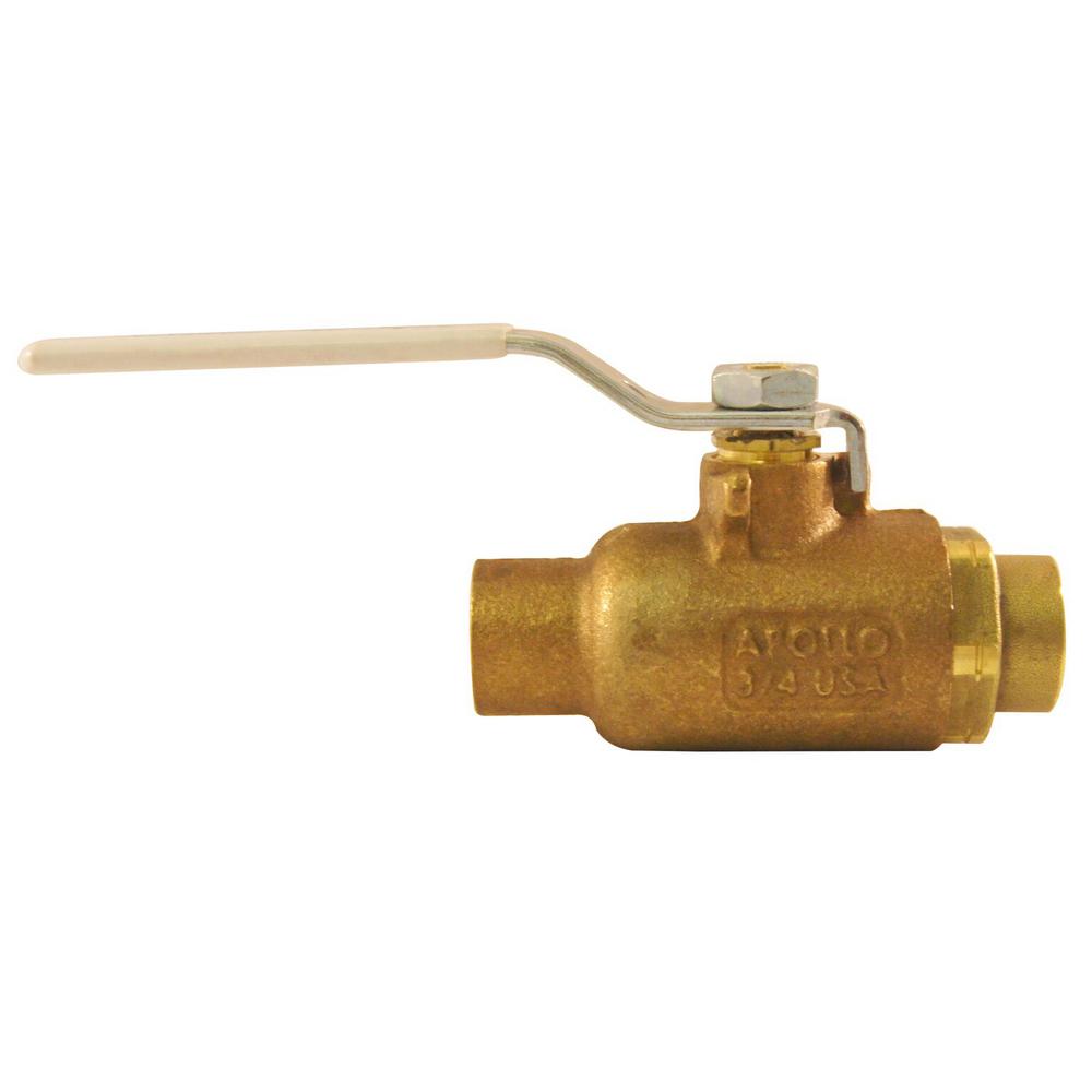 Apollo 3/4 in. Bronze SWT x SWT Industrial Ball Valve Solder Lead Free