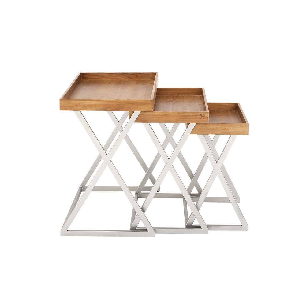 Remarkable Set Of Tray Tables Pictures Best Image Engine Brown Tray Tables With Silver X Shaped Legs Set Of 3 98133 The Coaster 5 Piece