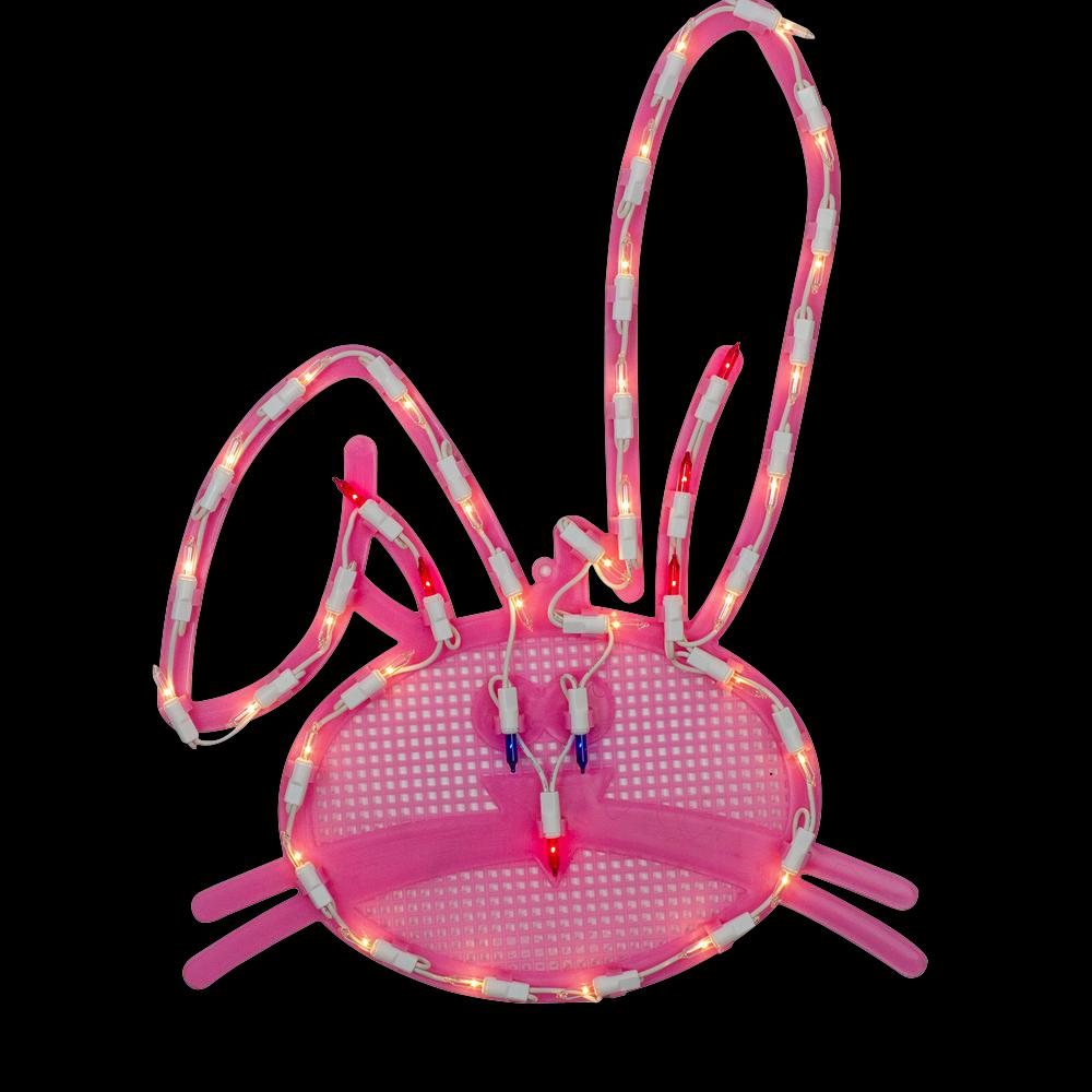 Northlight 17 in. Lighted Pink Bunny Head Easter Window Silhouette