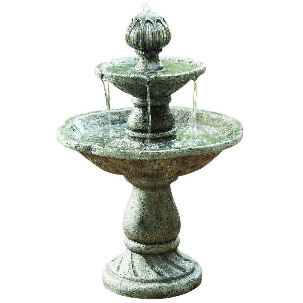 Hampton Bay 2-Tier Cement Fountain-10141 - The Home Depot