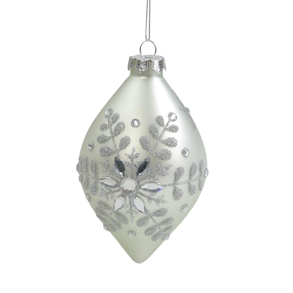 Northlight 6 In Matte Silver Glittery Snowflake Glass Finial Christmas Ornament 33750232 The Home Depot