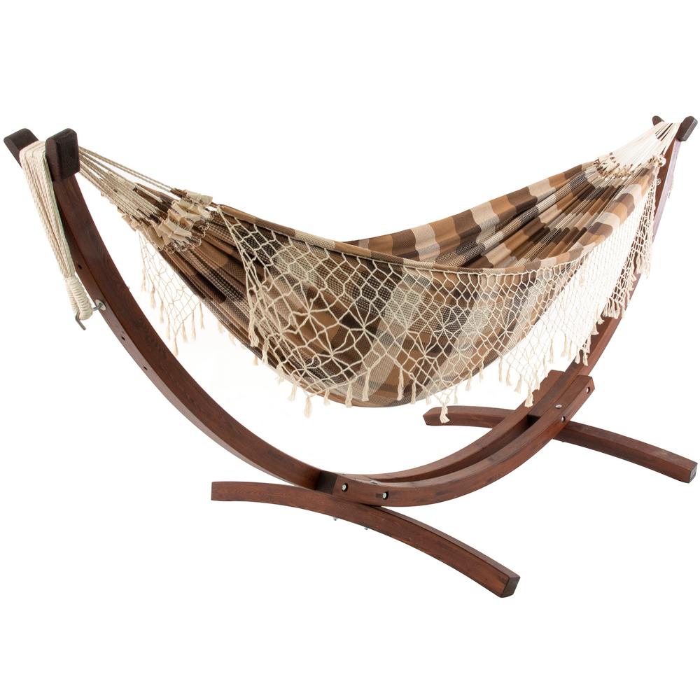 10 ft. Authentic Brazilian Cotton Hammock Bed with Solid Pine Arc Stand