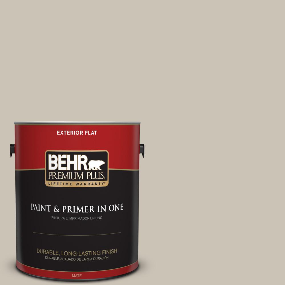 BEHR Premium Plus 1 gal. PPU508 Sculptor Clay Flat Exterior Paint and