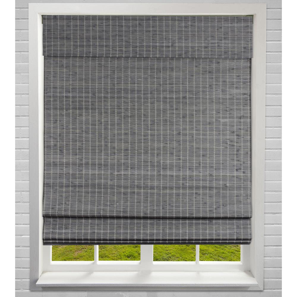 Arlo Blinds Privacy GrayBrown Cordless LightFiltering Bamboo Woven Roman Shade 33.5 in. W x 60