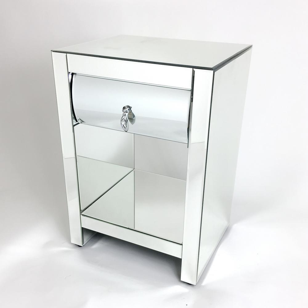 Wayborn 1 Drawer Clear Hot Curved Mirror Chest Mc204 The Home Depot