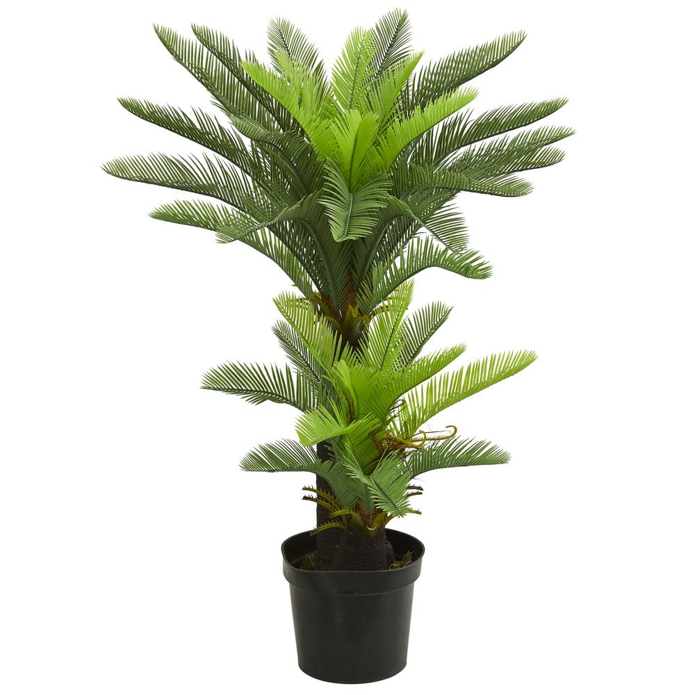 Nearly Natural Indoor 4 5 Ft Double Potted Cycas Artificial Tree