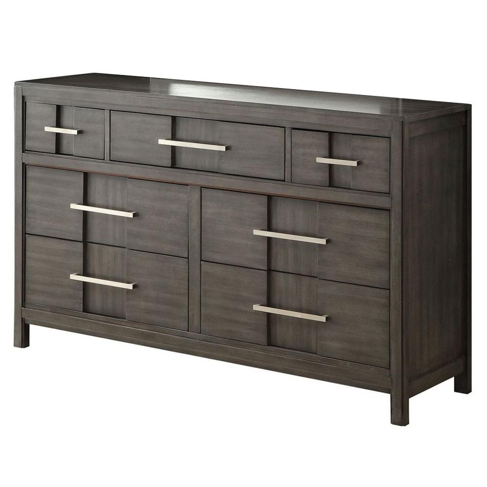 William's Home Furnishing Berenice 7-Drawer Gray Dresser 35 in. H x 58