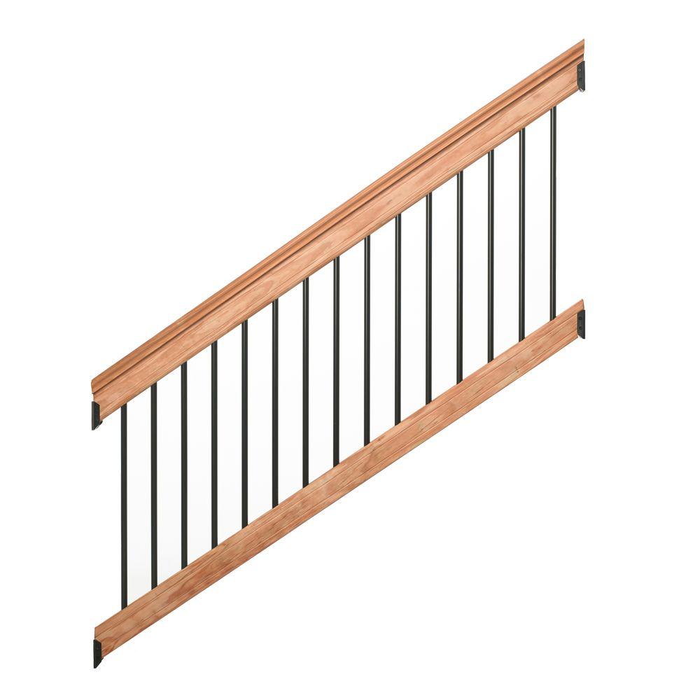 6 Ft Pressure Treated Cedar Tone Stair Deck Railing Kit With Black Aluminum Balusters Amazon Sg Home Improvement