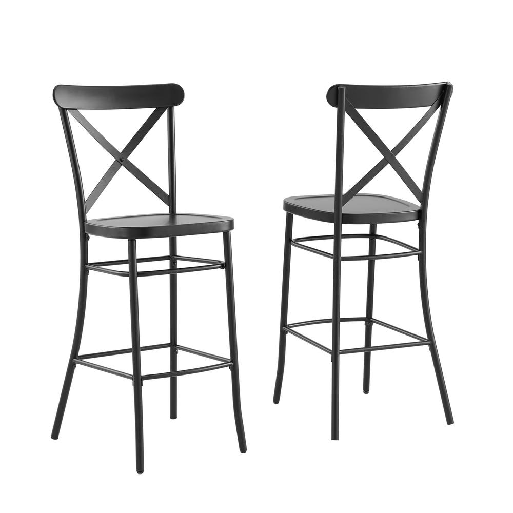 CROSLEY FURNITURE Camille Matte Black Metal Bar Stool Set CF500630 MB   Matte Black Crosley Furniture Bar Stools Cf500630 Mb 64 1000 