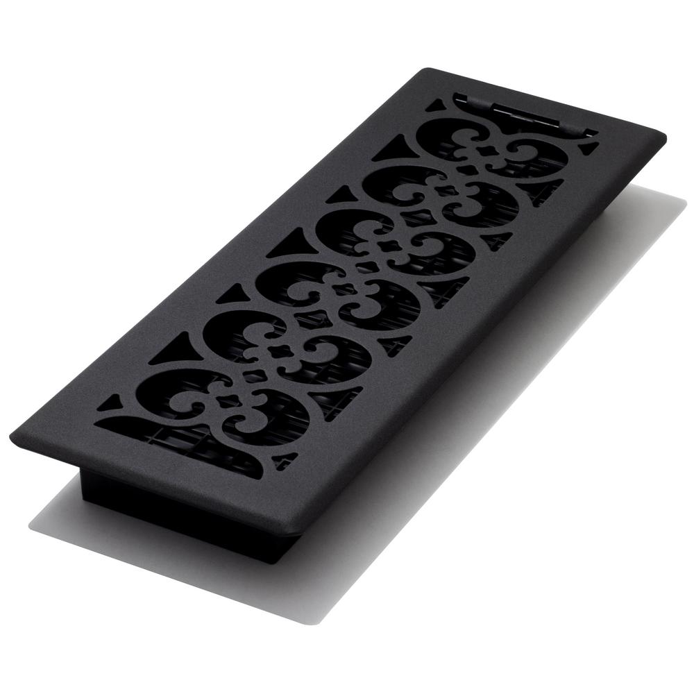 Decor Grates 4 In X 14 In Black Steel Floor Register With Damper