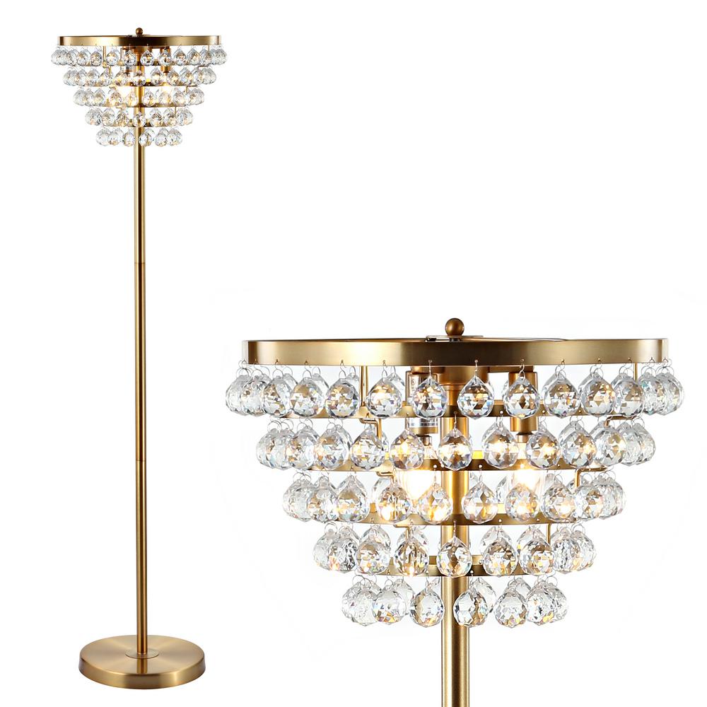 Jonathan Y Jemma 60 In Br Gold Clear Crystal Metal Led Floor Lamp Jonathan Y Jemma 60 In Br Gold Clear Crystal Metal Led Floor Lamp