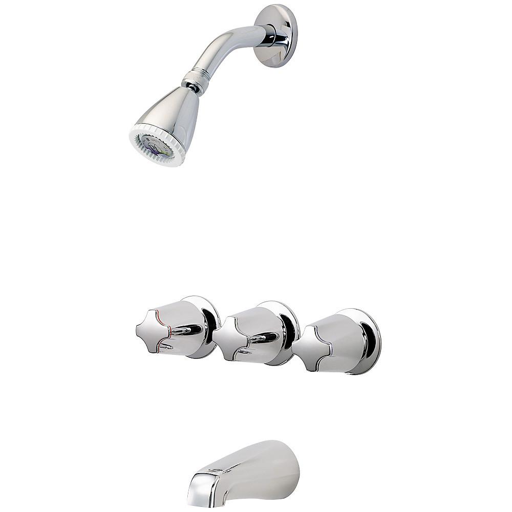 Pfister 3 Handle 1 Spray Tub And Shower Faucet With Metal Knob