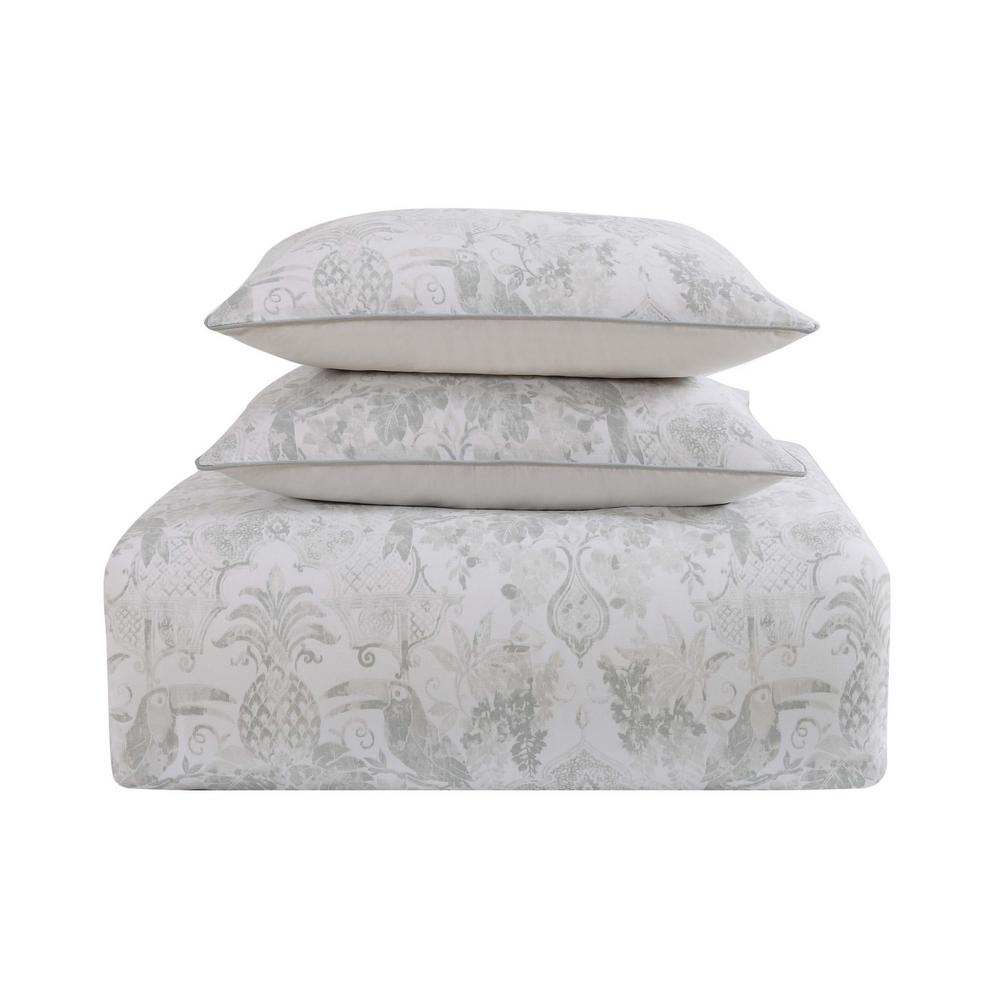 Oceanfront Resort Tropical Plantation 3 Piece Grey King Comforter