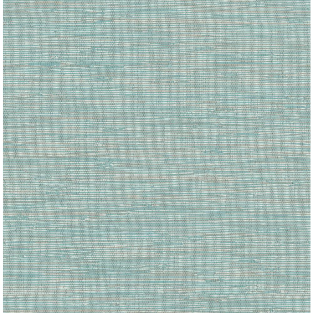 NuWallpaper Blue Tibetan Grasscloth Teal Peel and Stick Wallpaper