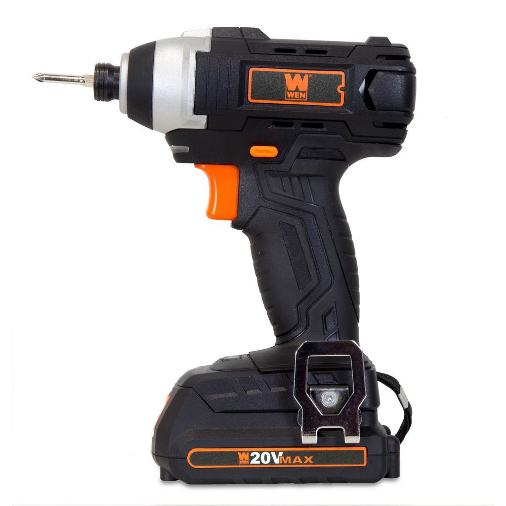 WEN 20-Volt MAX Lithium-Ion Cordless 1/4-In. Impact Driver with Battery