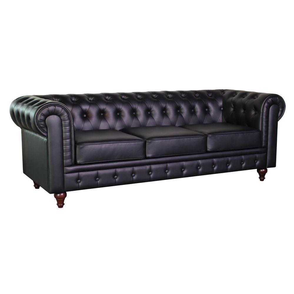Grace Chesterfield Bonded Leather On Tufted Sofa Black S5068 S Internet 207115178