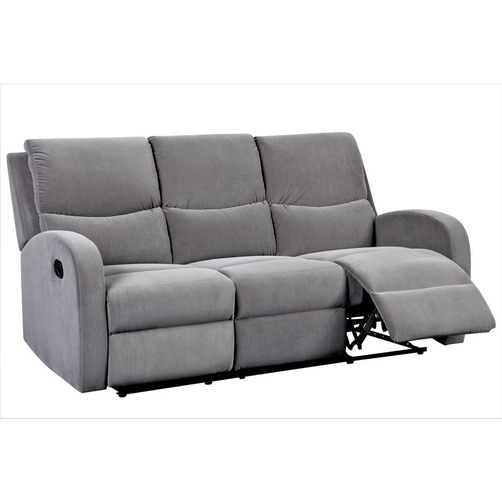 Us Pride Furniture Louis 3 Seat Grey Velvet Reclining Sofa S6049 S Grey Velvet Reclining Sofa