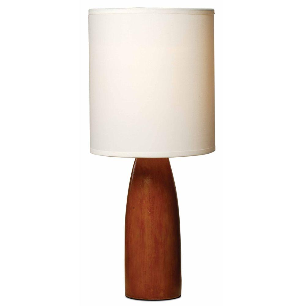Normande Lighting 16 5 In Brown Base Table Lamp With And White Fabric Shade