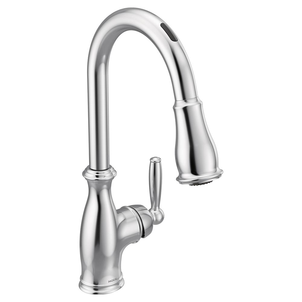 MOEN U By Moen Brantford Single Handle Pull Down Sprayer Smart Kitchen   Chrome Moen Pull Down Kitchen Faucets 7185evc 64 1000 