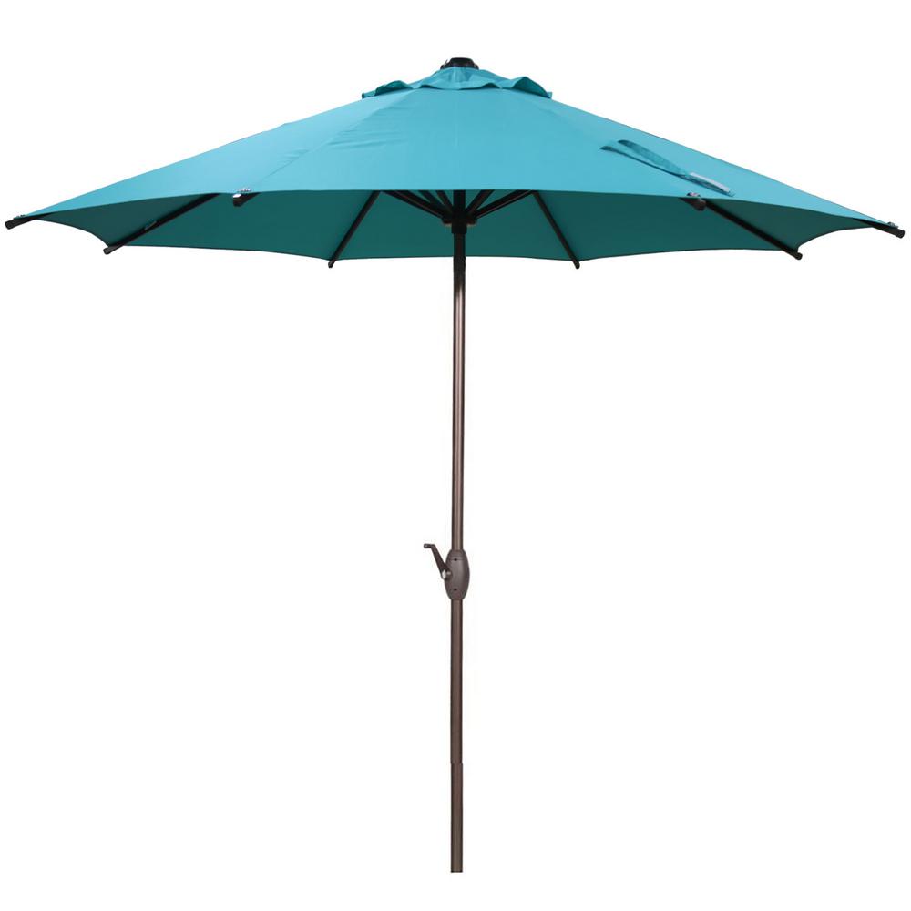 Abba Patio 9 Ft Outdoor Table Market Umbrella With Push Button Tilt Crank Patio Umbrella In Turquoise Ap9388ctl The Home Depot