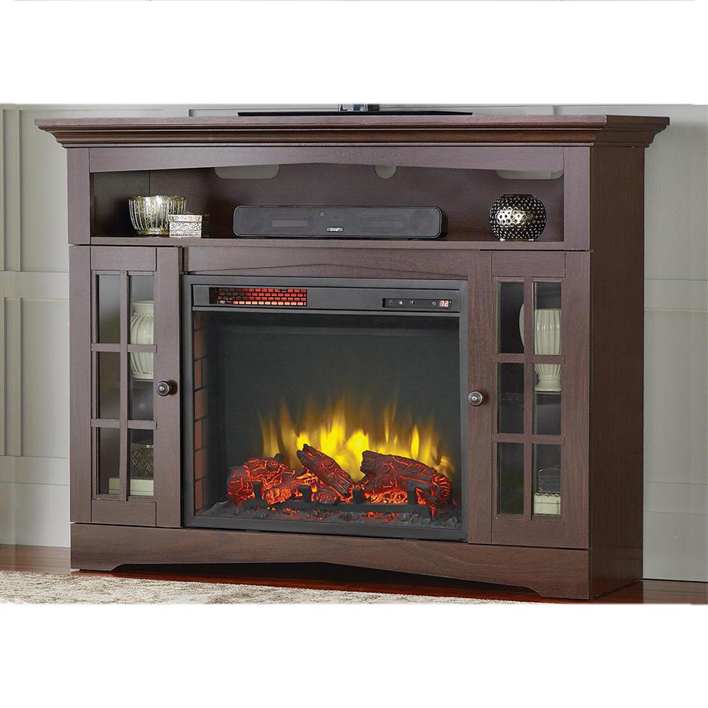 Home Decorators Collection Avondale Grove 48 in. TV Stand Infrared Electric Fireplace in 