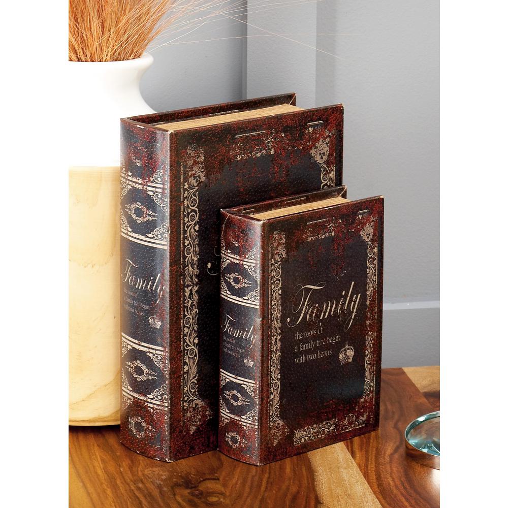 Litton Lane Vintage Rectangular Wood And Faux Leather Family Litton Lane Vintage Rectangular Wood