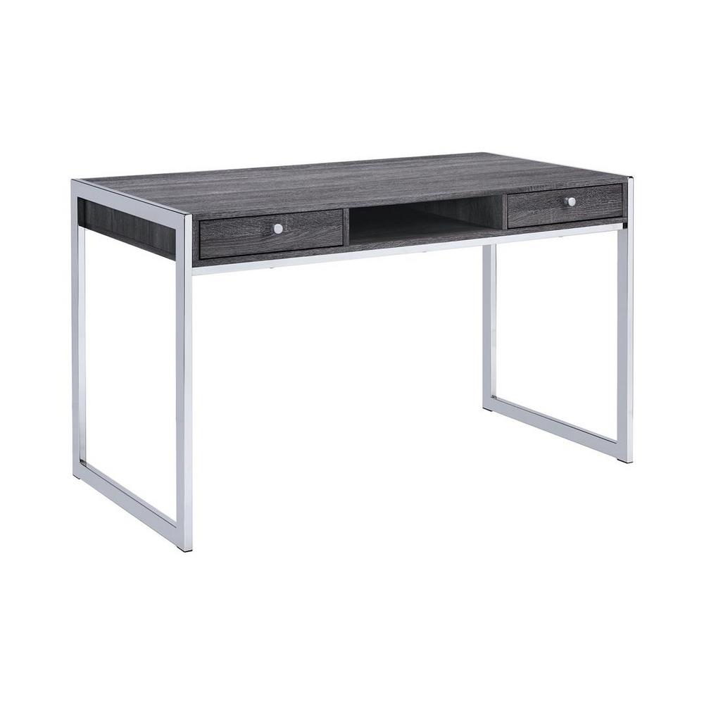 Coaster Home Furnishings Weathered Grey And Chrome Writing Desk 2 Weathered Grey And Chrome Writing Desk