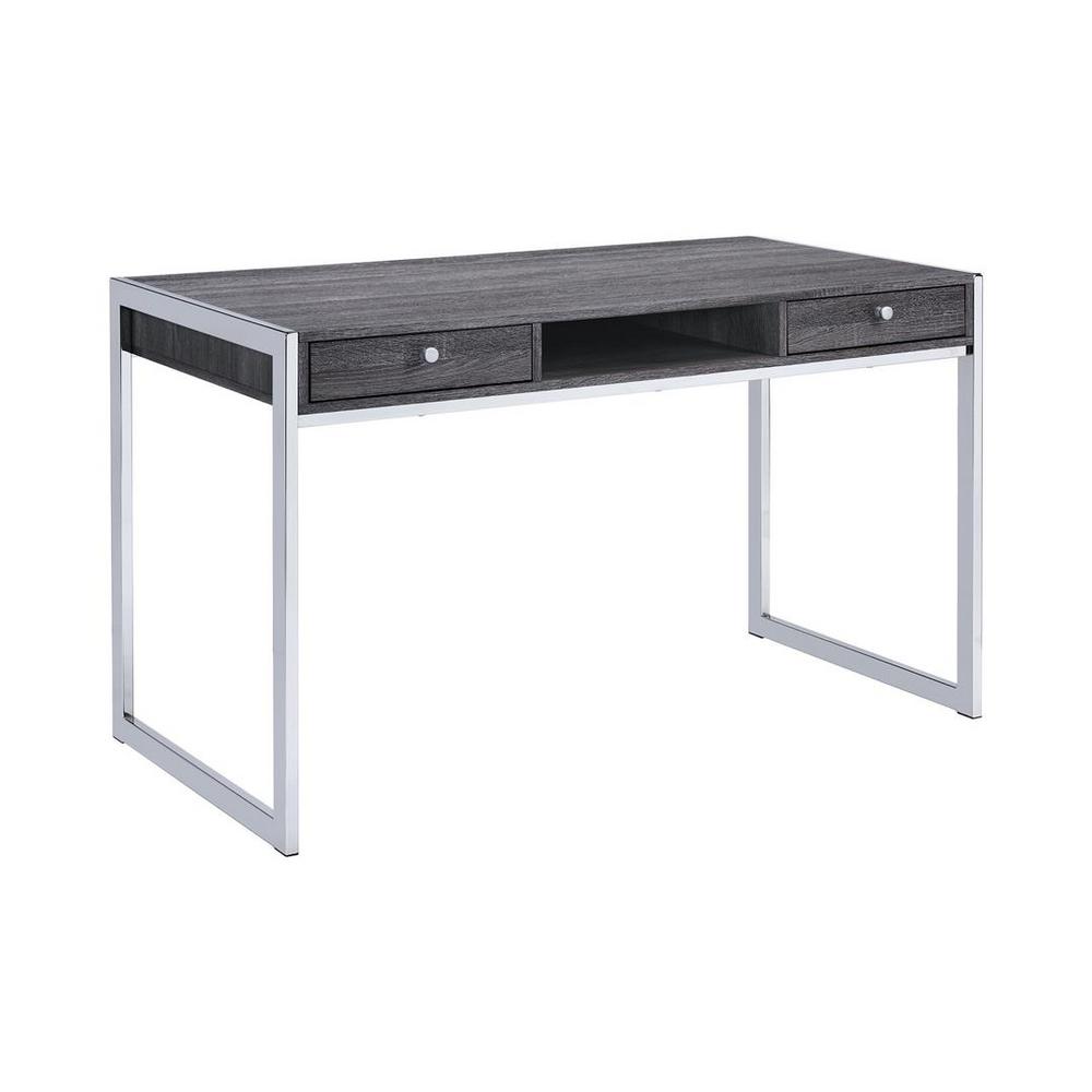 Coaster Home Furnishings 49 In Rectangular Chrome 2 Drawer Writing Desk With Built In Storage 801221ii The Home Depot