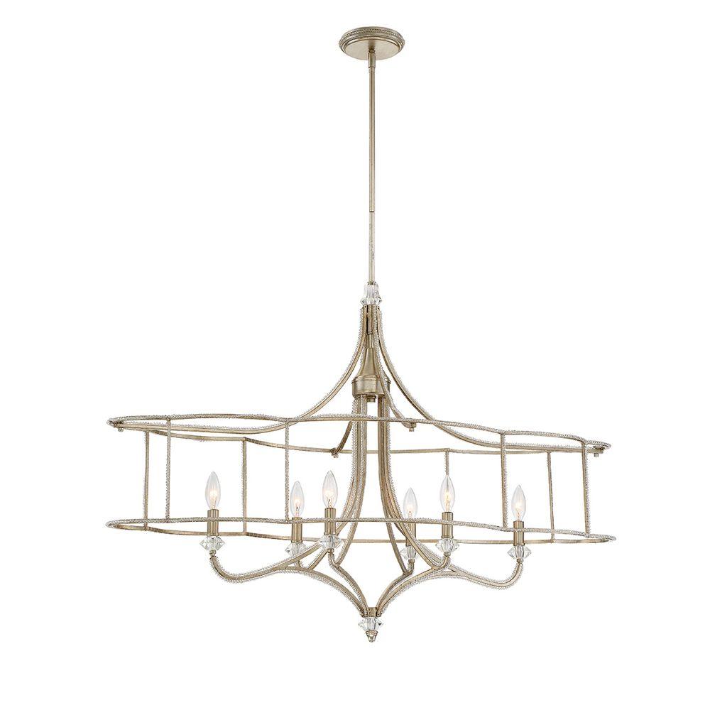 Eurofase Palmisano Collection 6 Light Oval Silver Chandelier 30073 Eurofase Palmisano Collection 6 Light Oval Silver Chandelier