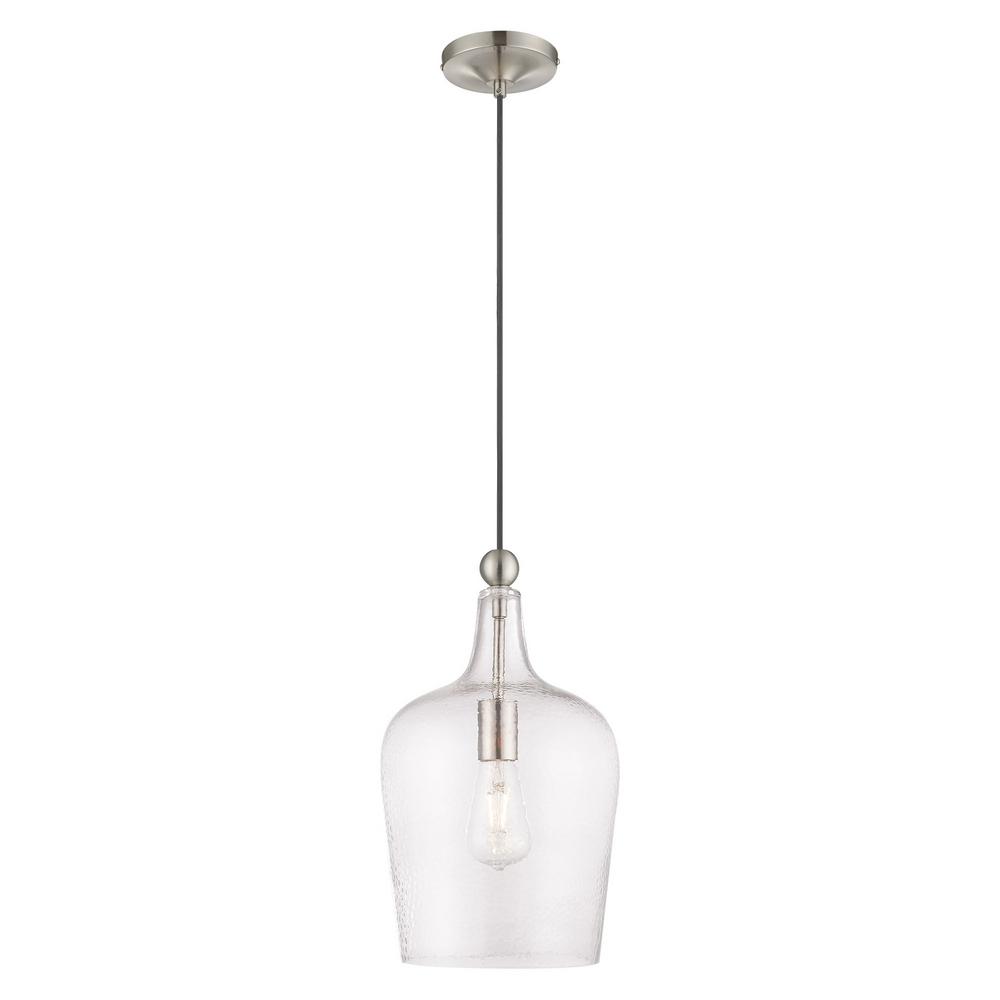 Livex Lighting 1 Light Brushed Nickel Mini Pendant With Clear Glass Shade