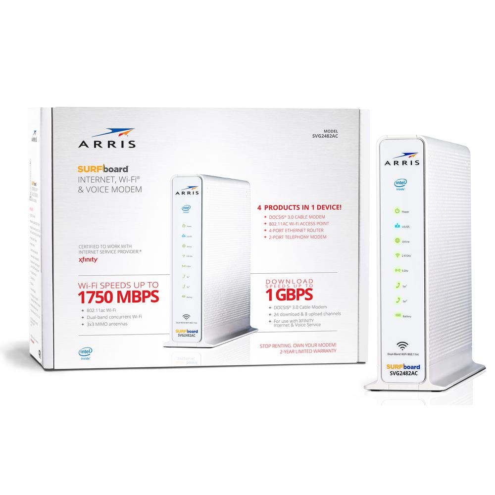 Arris Surfboard Svg2482 Ac Docsis 3 0 Wi Fi Modem For Xfinity 1000425 The Home Depot