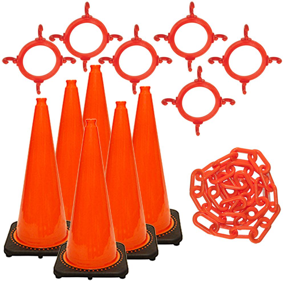 Mr. Chain 28 inch Traffic Cone and Chain Kit Orange by Mr. Chain