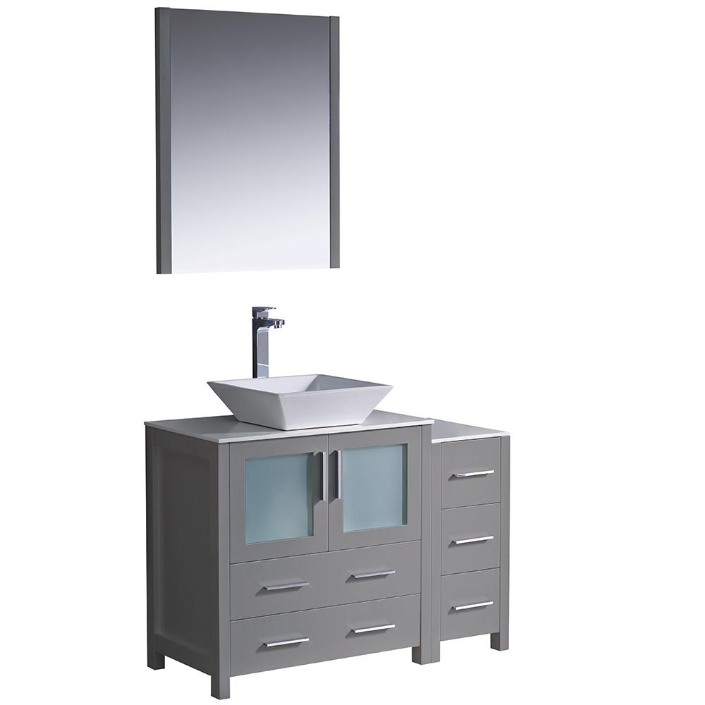 Fresca Torino 42 In Bath Vanity Gray With Gl Stone Top Bath Vanity In Gray With Gl Stone Top White
