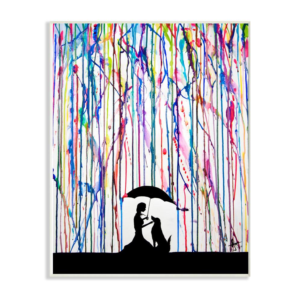 The Stupell Home Decor Collection 10 In X 15 In Melting Colors Rainbow Rain Drops Umbrella Dog Silhouette By Marc Allante Wood Wall Art Ccp 297 Wd 10x15 The Home Depot