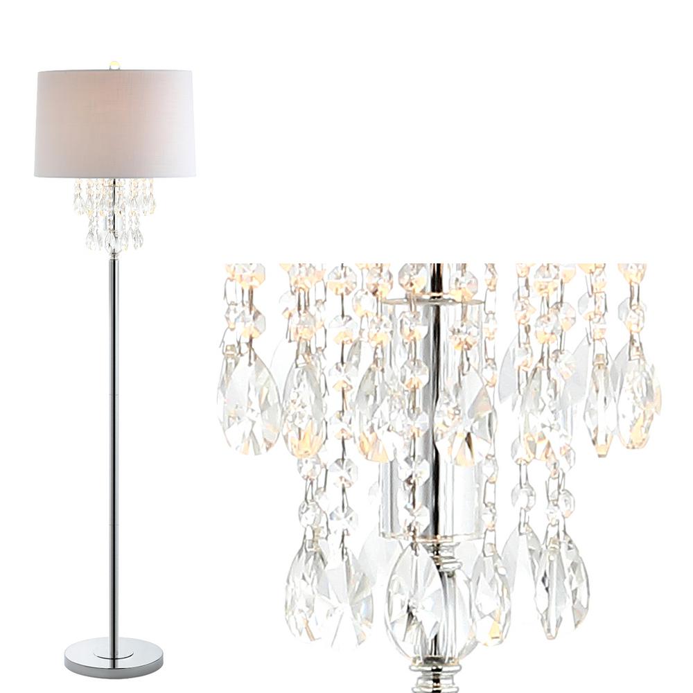 Jonathan Y Abigail 61 In Clear Chrome Crystal Metal Floor Lamp