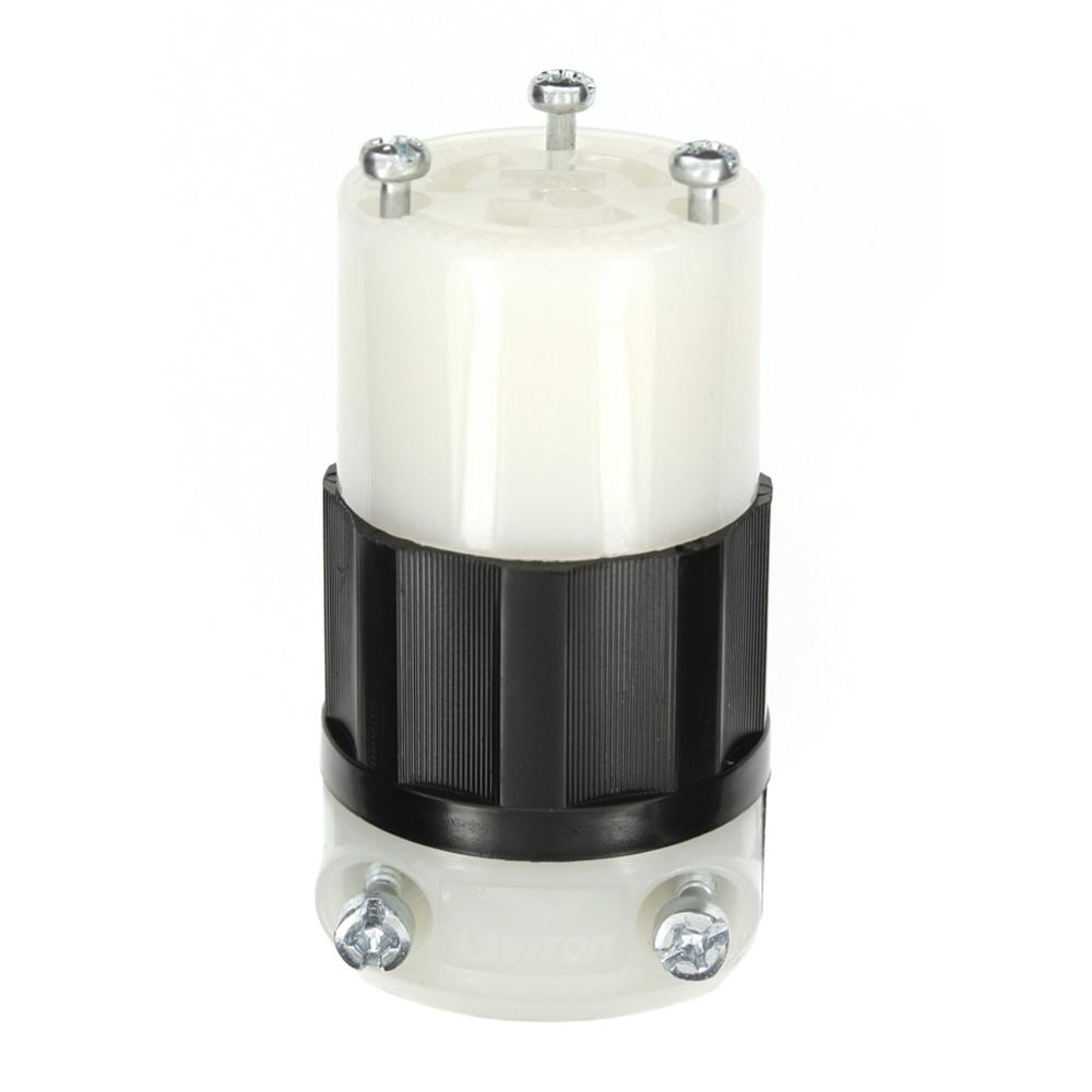 Leviton 15 Amp 277Volt Locking Grounding Connector, Black/White4779