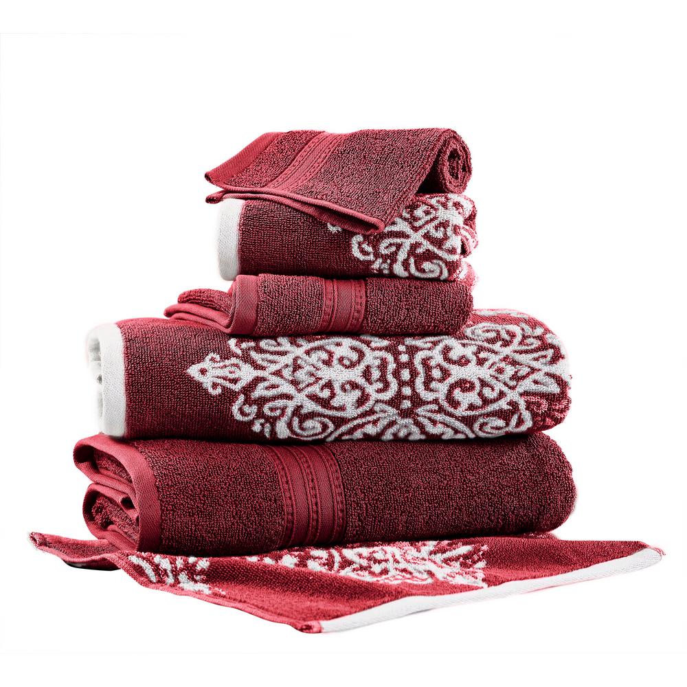 IZOD Classic 6Piece Cotton Bath Towel Set in Pompei Red 079465022483 The Home Depot